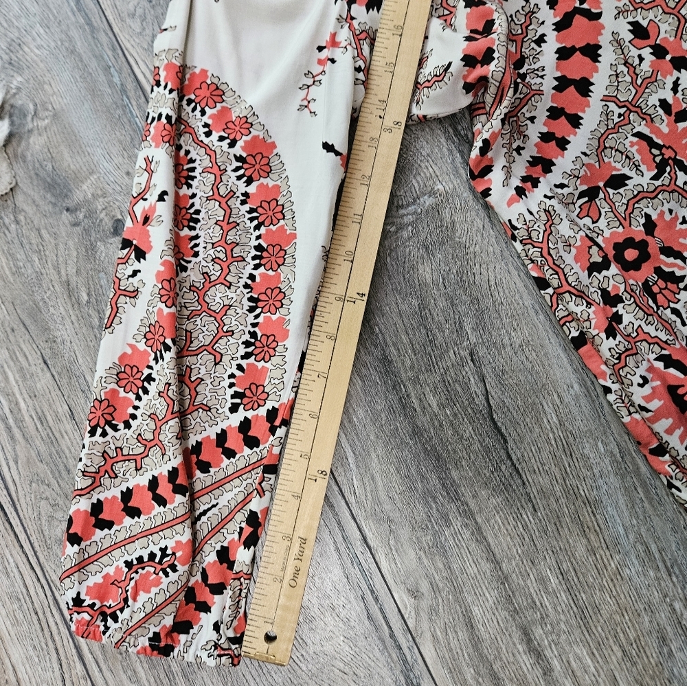 Floral Paisley Print Dress Beige, Peach, Coral - Picture 9 of 10